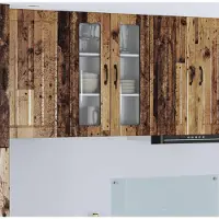 vidaXL Wandglas Kasten LUCCA Oud hout 60 x 31 x 80 cm Bewerkt hout
