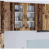vidaXL Wandglas Kasten LUCCA Oud hout 80 x 31 x 80 cm Bewerkt hout