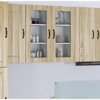 vidaXL Wandglas Kasten LUCCA 2 st Sonoma Eiken Bewerkt hout