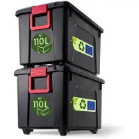 IRIS OHYAMA Store-It-All Opbergbox - 110L - Kunststof - Zwart - Set van 2