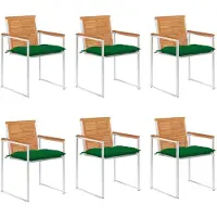 vidaXL Tuinstoelen 6 st met kussens massief acaciahout