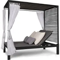Blumfeldt dubbel ligbed buiten voor 2 personen met dak, dubbel ligbed, dubbel ligbed in de tuin voor volwassenen & kinderen, tuinbed met verstelbare rugleuning, ligbed buiten met dak