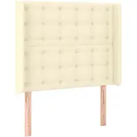 vidaXL Hoofdbord met randen 83x16x118/128 cm kunstleer crèmekleurig