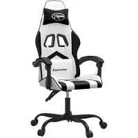 vidaXL Gamestoel draaibaar kunstleer wit en zwart