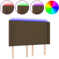 vidaXL Hoofdbord LED 147x16x118/128 cm stof donkerbruin