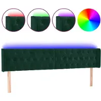 vidaXL Hoofdbord LED 203x16x78/88 cm fluweel donkergroen