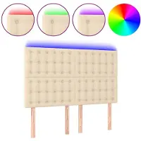 vidaXL Hoofdbord LED 144x5x118/128 cm stof crèmekleurig