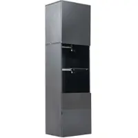 OKWISH Vitrinekast – Hoogglans Voorzijde Met Ledverlichting – Voor Woonkamer Slaapkamer Kantoor – Spaanplaat Zwart – 45×35×160 Cm