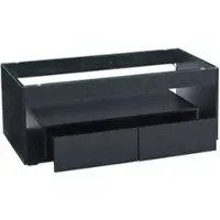 OKWISH Salontafel – 2 Lades – Met LED (16 Kleuren, 4 Standen) – Dubbellaags Opbergruimte – Spaanplaat Hoogglans – 100x50x40 cm – Zwart