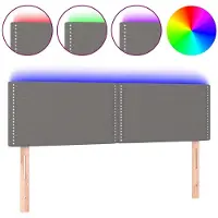vidaXL Hoofdbord LED 144x5x78/88 cm stof donkergrijs