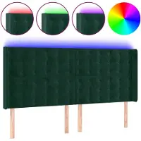 vidaXL Hoofdbord LED 163x16x118/128 cm fluweel donkergroen
