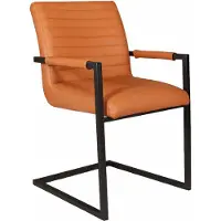 Lizzely Garden & Living SET DEAL: 6 stuks Eetkamerstoel met armleuning cognac Noor eco-leer industrieel design eetstoel zetel