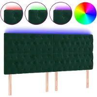 vidaXL Hoofdbord LED 180x7x118/128 cm fluweel donkergroen