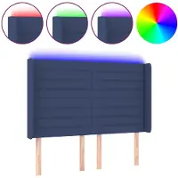 vidaXL Hoofdbord LED 147x16x118/128 cm stof blauw