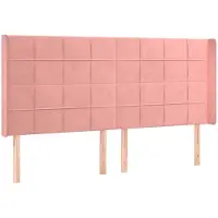 vidaXL Hoofdbord met randen 183x16x118/128 cm fluweel roze