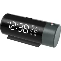 Nuvance Digitale Wekker met Projectie – Dubbel Alarm – Snooze – USB-Oplaadpoort – 15 x 6,8 x 6 cm – Zwart