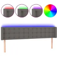 vidaXL Hoofdbord LED 163x16x78/88 cm kunstleer grijs