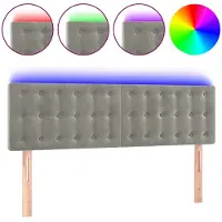 vidaXL Hoofdbord LED 144x5x78/88 cm fluweel lichtgrijs