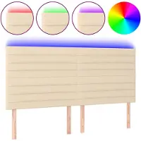 vidaXL Hoofdbord LED 180x5x118/128 cm stof crèmekleurig