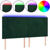 vidaXL Hoofdbord LED 160x5x118/128 cm fluweel donkergroen