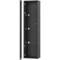 OKWISH Vitrine – Glasvitrine Multifunctioneel – 4 Niveaus – 2 Deuren – Met Kleuren-LED, Afstandsbediening en App – 40x29x170 cm – Spaanplaat – Zwart