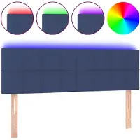 vidaXL Hoofdbord LED 144x5x78/88 cm stof blauw