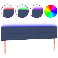vidaXL Hoofdbord LED 200x5x78/88 cm stof blauw