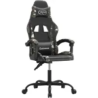 vidaXL Gamestoel draaibaar kunstleer zwart en camouflage
