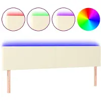 vidaXL Hoofdbord LED 200x5x78/88 cm kunstleer crèmekleurig