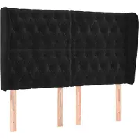 vidaXL Hoofdbord met randen 163x23x118/128 cm fluweel zwart