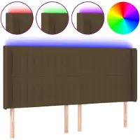 vidaXL Hoofdbord LED 163x16x118/128 cm stof donkerbruin