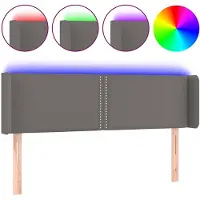 vidaXL Hoofdbord LED 147x16x78/88 cm kunstleer grijs