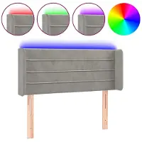 vidaXL Hoofdbord LED 93x16x78/88 cm fluweel lichtgrijs