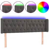 vidaXL Hoofdbord LED 147x16x78/88 cm fluweel donkergrijs