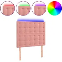 vidaXL Hoofdbord LED 80x5x118/128 cm fluweel roze