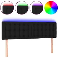 vidaXL Hoofdbord LED 144x5x78/88 cm stof zwart