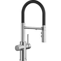 BLANCO Catris S - Keukenkraan met filterfunctie en flexibele arm, staal/zwart 526706