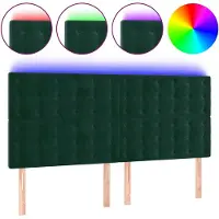 vidaXL Hoofdbord LED 200x5x118/128 cm fluweel donkergroen