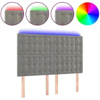 vidaXL Hoofdbord LED 144x5x118/128 cm fluweel lichtgrijs