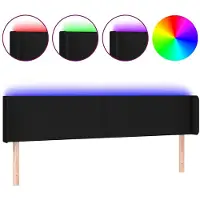 vidaXL Hoofdbord LED 203x16x78/88 cm stof zwart