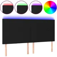 vidaXL Hoofdbord LED 160x5x118/128 cm stof zwart