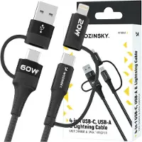 Wozinsky - WNBAA - 4in1 kabel 2x USB-C 1x USB-A 1x Lightning 60W - 1 - m - zwart