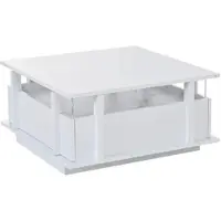 OKWISH Salontafel - Hoogglans - Met Ledverlichting En 2 Lades - Voor Kleine Ruimtes - Spaanplaat Wit - 70×70×35 Cm