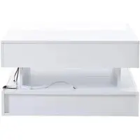 OKWISH Salontafels Koffietafel - Koffietafel Met Verstelbare Hoogte en Verborgen Opbergruimte - 80x80x45 cm - Spaanplaat - Wit