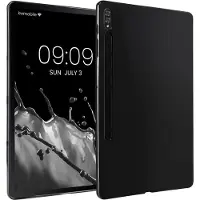 Kwmobile Hoes geschikt voor Samsung Galaxy Tab S8+ Plus / Galaxy Tab S7+ Plus - Siliconenhoes voor tablet in hoogglans zwart - Tablet cover