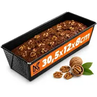 Kadax Rechthoekige bakvorm, bakvorm van blik, koningskaartvorm met antiaanbaklaag, broodbakvorm, cakevorm, bakvorm, hoekige broodvorm (30,5 x 12 cm, zwart)