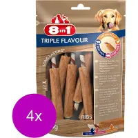 8In1 Delights Ribs Triple Flavour - Hondensnacks - 4 x Kip Varken Rund 113 g 6 stuks