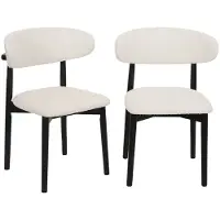 Sweeek Stoelen rubberhout en bouclé bekleding (set van 2) Zwart