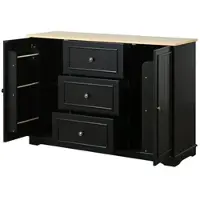 OKWISH Dressoir - 3 Laden En 2 Deuren - Verstelbare Planken Voor Keuken En Woonkamer - MDF Zwart - 126 x 40 x 86 cm