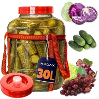 Kadax Gistballon, 30 liter, glazen ballon met deksel van kunststof, wijnballon, glazen gistballon, universeel glas, komkommerglas, voorraadglas, bewaarglas, fermentatiecontainer, inmaakglas